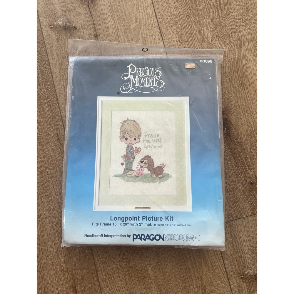 Precious Moments‎ Longpoint Picture Needlecraft Kit Boy & Dog 16"x20" Frame 1984